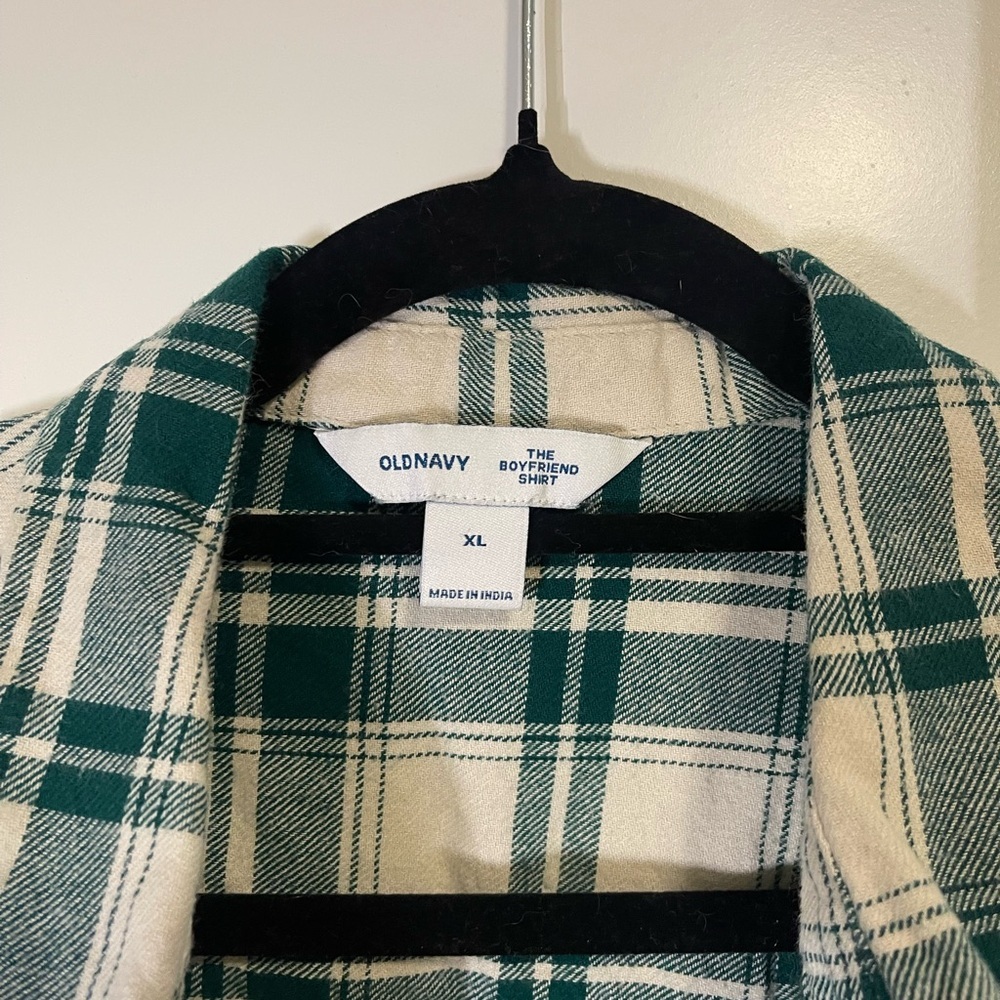 Old Navy Green and Cream Plaid Shirt - Picture 3 of 5
